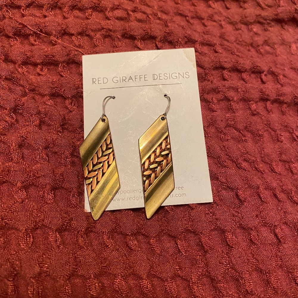 Unique mixed metal chevron earrings